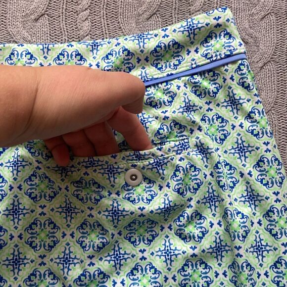 Blue Green Patterned Swim Skort with pockets - Picture 9 of 10